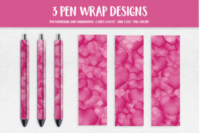 Hot Pink Hearts Pen Wrap Design. Waterslide or Sublimation