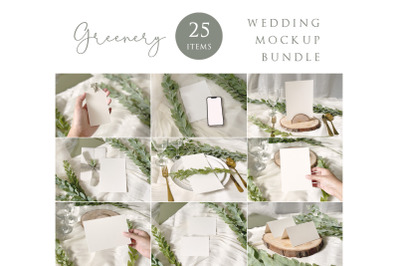 Greenery Wedding Card Mockup Bundle