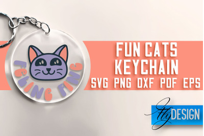 Fun Cats Keychain SVG | Cat SVG Design | SVG File