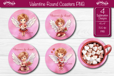 Round coaster Sublimation Valentine angel car coaster Angel Love quote