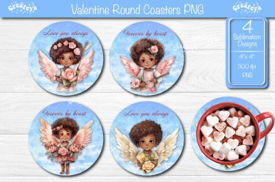 Round coaster Sublimation Valentine angel car coaster Angel Love quote