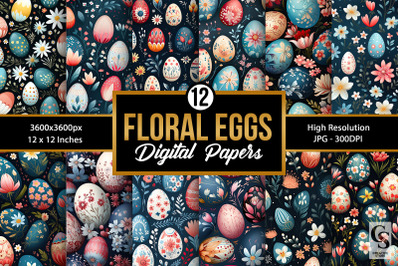 Cute Floral Eggs Seamless Patterns