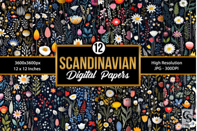 Scandinavian Wildflowers Digital Papers