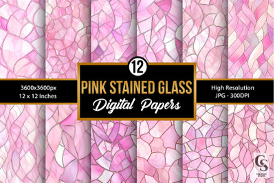 Pink Stained Glass Digital Papers