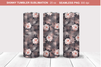 White roses Tumbler Wrap | Floral Tumbler Sublimation