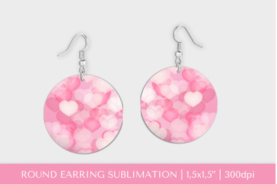 Valentines earring sublimation. Pink heart round earrings