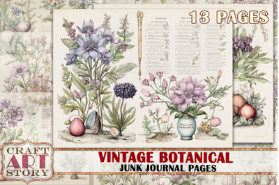 Vintage botanical junk journal Pages,Botanical picture