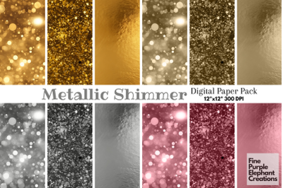 Elegant Metallic Glam Foil Glitter Bokeh Rose Gold Silver Textured Pap
