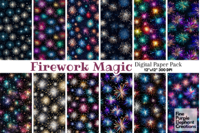 Colorful Fireworks | 4th of July New Years Digital Paper Pattern
