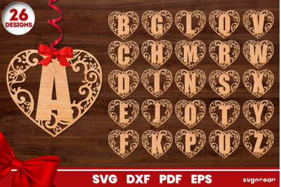 Hearts Alphabet Gift Tags | Laser Cut