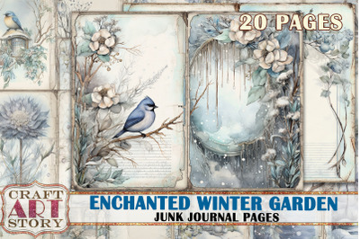 Enchanted garden junk journal Pages,winter picture collage