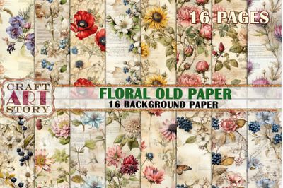Kit Backgrounds Floral old paper print&2C;Collage Sheets floral
