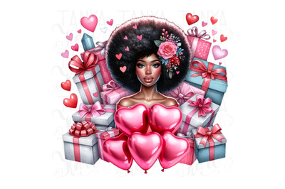 Black Girl Magic Retro Valentines Day Art