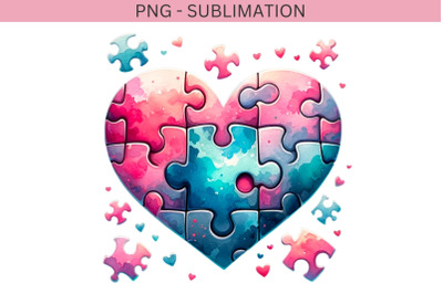 Watercolor Valentine, Heart Puzzle, Digital Download