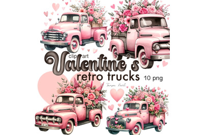 Valentines Day Pink Truck PNG - Instant Download