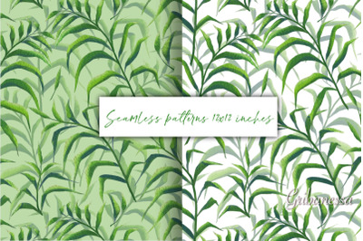 Green floral patterns