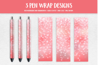 Blush Pink Hearts Background Pen Wrap Sublimation PNG