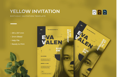 Yellow - Birthday Invitation