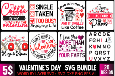 Retro Valentines Day SVG Bundle 20 Designs Funny Love Quotes,Valentine