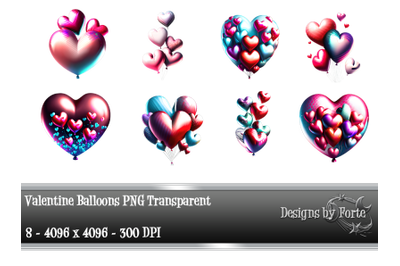 Valentine Heart Balloons Clip Art PNG