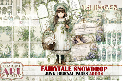 Fairytale snowdrop Fantasy Junk Journal Pages ADDON