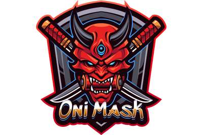 Oni mask mascot logo design