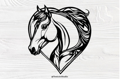 horse head svg, horse svg, horse heart svg, horse cut file, animal fac