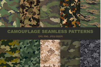 Camouflage seamless patterns