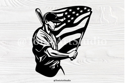 US Baseball svg, baseball player svg, cut files, cricut, silhouette