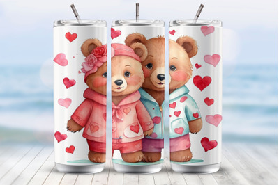 Valentine couple bear tumbler wrap