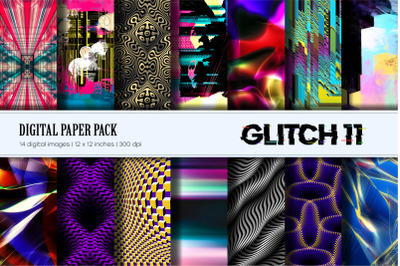Glitch Psychedelic 11. Digital Paper Set.