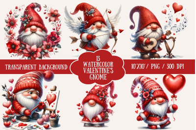 Enchanted Hearts: Watercolor Valentine&#039;s Gnome Collection