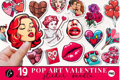 Pop Art Valentine Sticker PNG Bundle