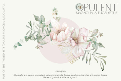 40 magnolia &amp; eucalyptus bouquets