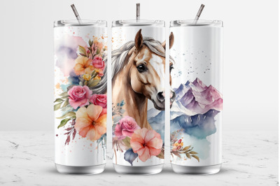 Horse design watercolor tumbler wrap
