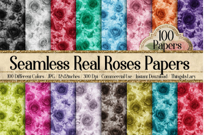 100 Seamless Real Roses Digital Papers