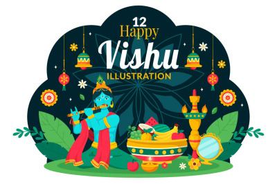 12 Happy Vishu Illustration