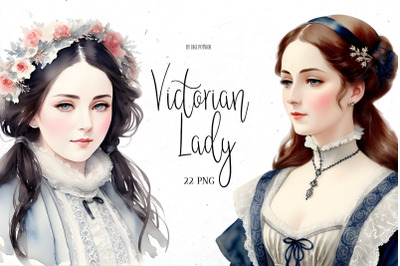 Watercolor Victorian Lady Bundle | PNG cliparts