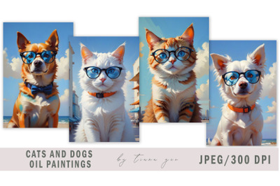 Cute dogs and cats illustrations for prints- 4 Jpeg
