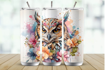 Owl watercolor 20 oz tumbler wrap