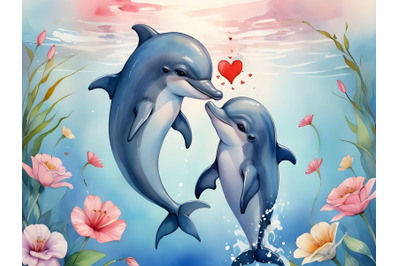 Cute dolphin couple