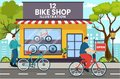 12 Bike Shop Illustration