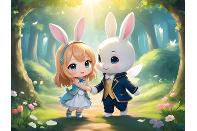 Cute bunny couple love