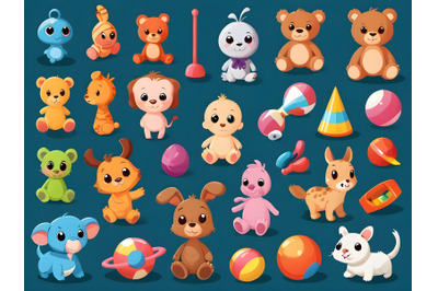 Various toys collection - vector illustration