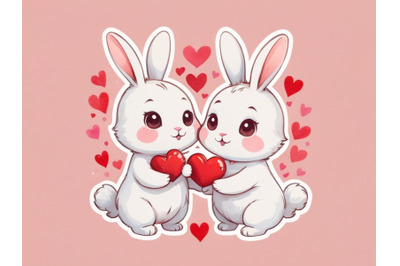 cute rabbit couple making love