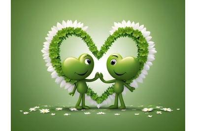 Couple  green flower making love