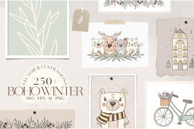 Boho Winter Vector Illustrations