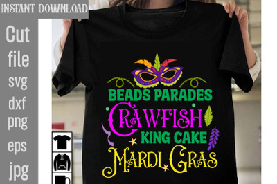 Beads Parades Crawfish King Cake Mardi Gras SVG cut file&2C;Mardi Gras