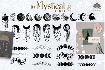 Mystical Moon and Moon Phases SVG PNG