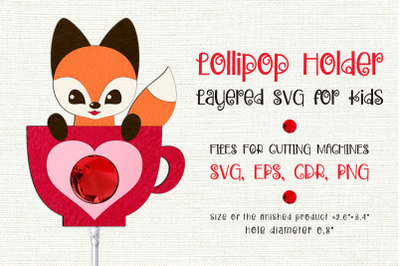 Fox in a Cup | Lollipop Holder | Valentine Paper Craft Template